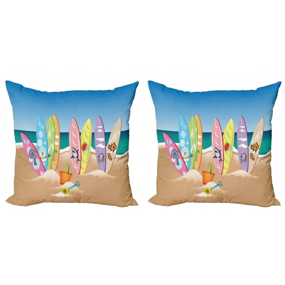 16x16 Multicolor Island Vacations And Hawaii Beach Designs Aloha Hawaii Surfboards Surf Art Throw Pillow 